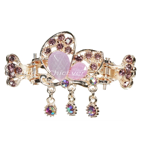 Haargreifer Schmetterling Haarspange Haarkneifer Haarklammer Metall & Strass lila violett gold 4638 - zum Schließen ins Bild klicken